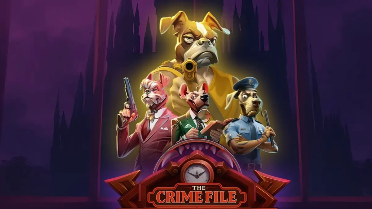 Tampilan visual slot The Crime File dengan tema detektif noir